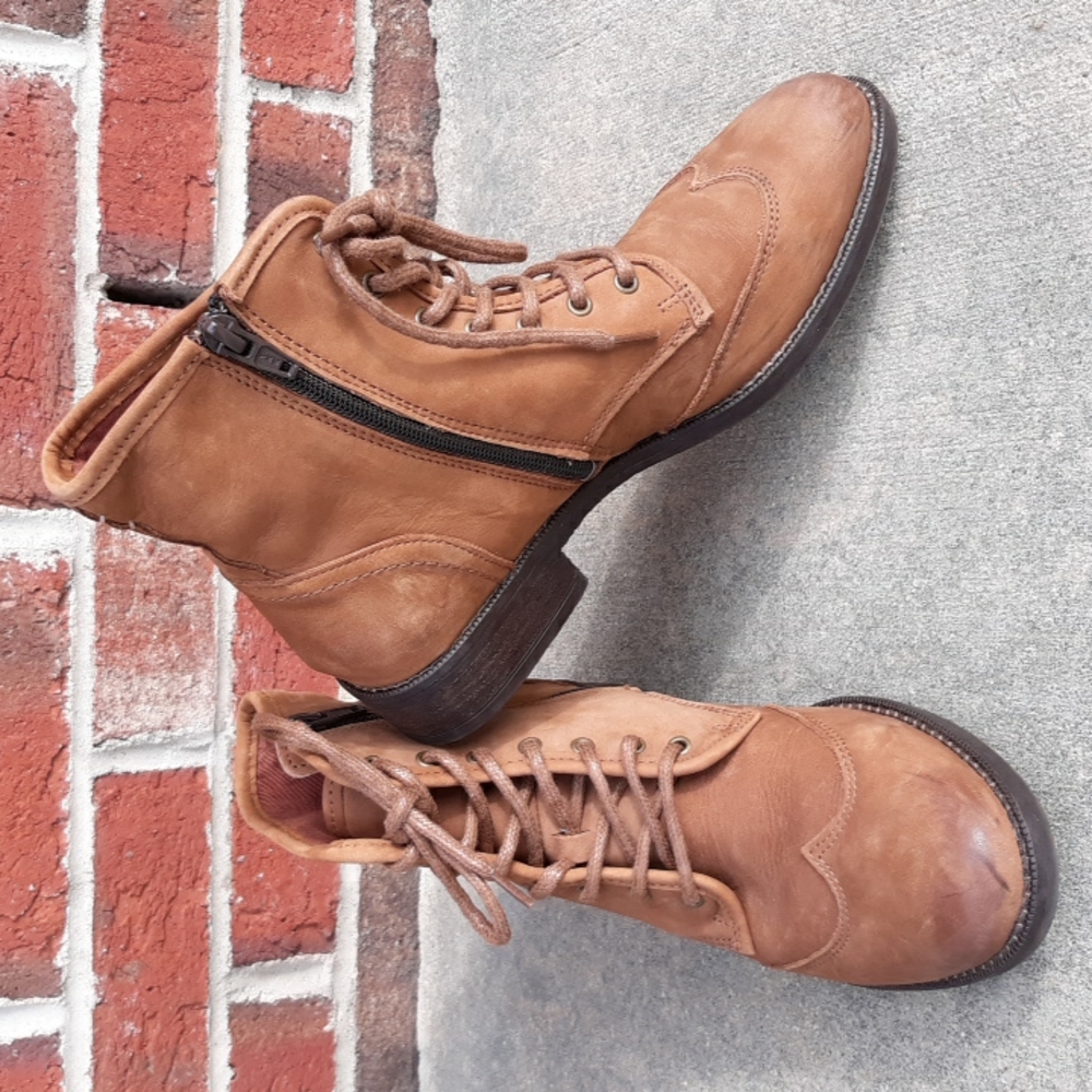Fat Face Size 38/US7 Brown Distressed Lace Up Boots